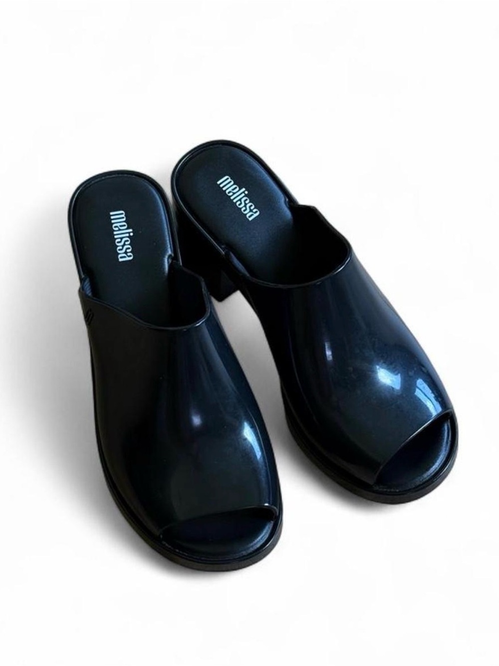 Melissa Black Peep-Toe Jelly Mule Sandals! Size 8
